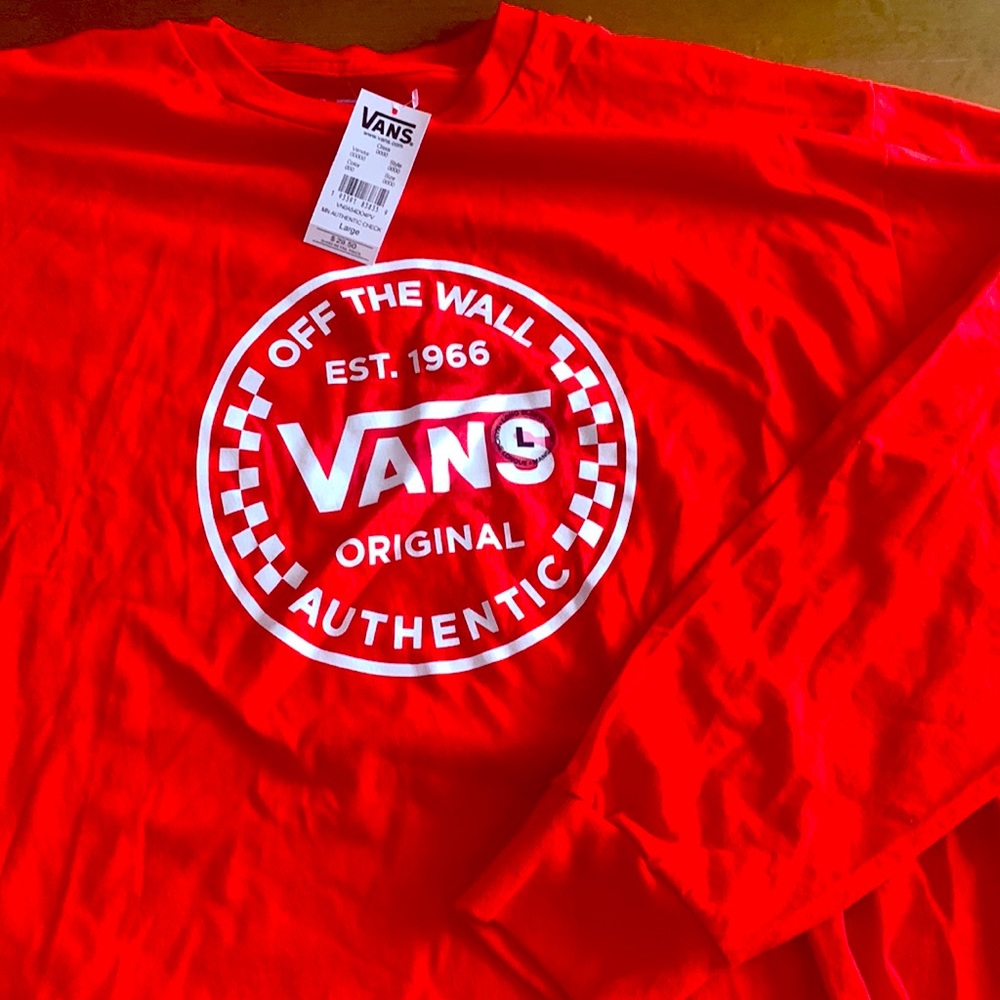 Mens NWT Vans Red Long Sleeve